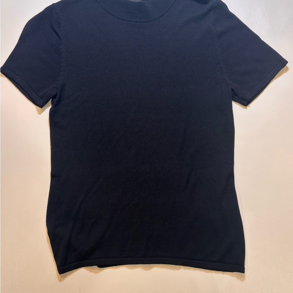 August Silk Black Short Sleeve Blouse